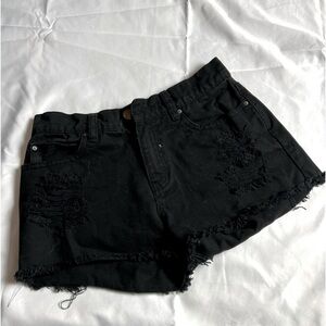 Billabong Distressed Jean Short Shorts Women’s Sz 25 Faded Black Denim Cut Off
